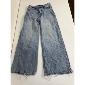 BCBGeneration High Rise Wide Leg Jeans Light Wash Raw Hem Blue Womens 5/27
